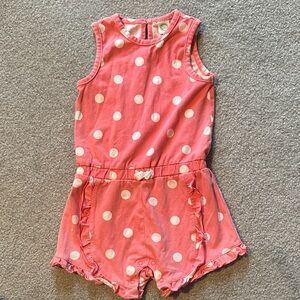Little Me Pink and White Polka Dot Romper